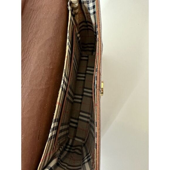 Authentic Burberrys Vintage Leather Shoulder Cross Body Bag Purse Brown 3046L - Picture 14 of 16